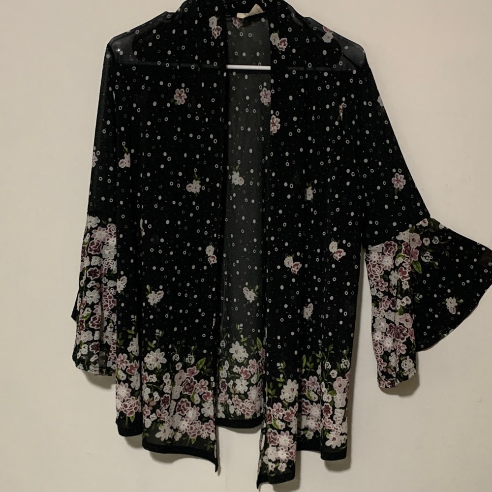 Ember Floral Black Kimono Cardigan
